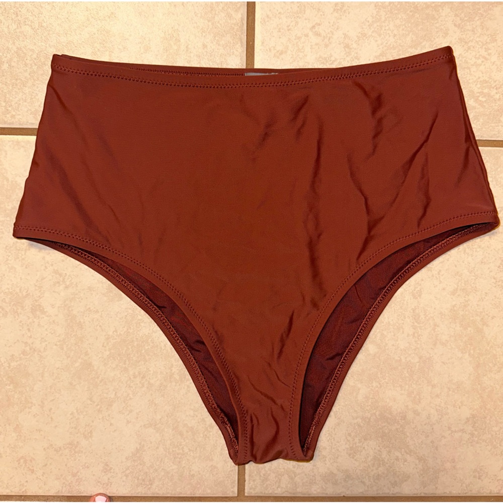 Aerie High Waisted Seamless Bikini Bottom, Dark Maroon, Size Small